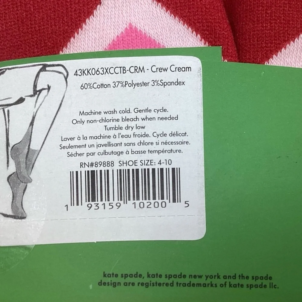 Kate Spade New York “Hearts” 3pk. Crew Socks (NWT) (Shoe Size: 4-10)